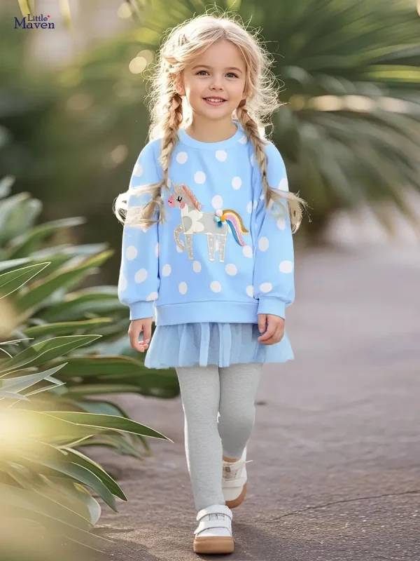 Little Maven Unicorn Embroidered Kids Sweatshirt & Pants