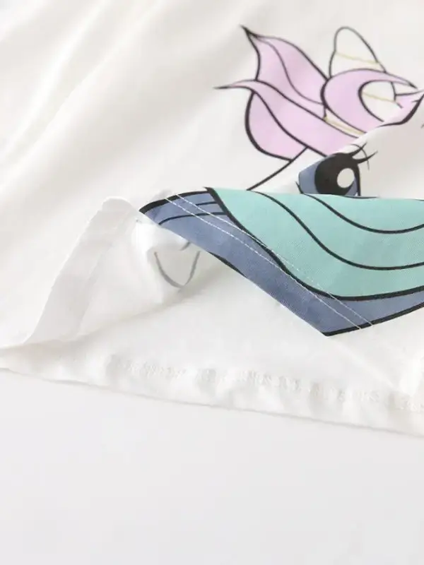 Little Maven Kid Girls White Unicorn Print Cotton Long-Sleeved Tee 7 Little Maven Kid Girls White Unicorn Print Cotton Long-Sleeved Tee - Image 7