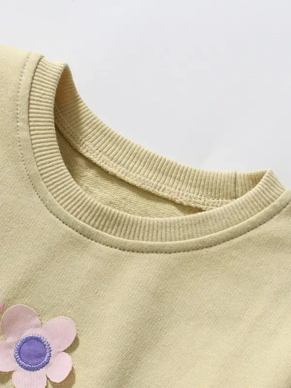 Little Maven Kid girls bunny and floral print cotton sweatshirt & striped leggings 4 Little Maven Kid girls bunny and floral print cotton sweatshirt & striped leggings - Image 4