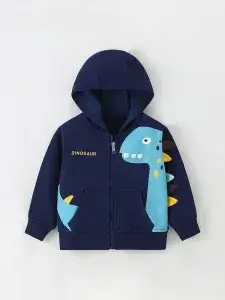 Little Maven Boys 3D Dinosaur Cotton Hooded Jacket