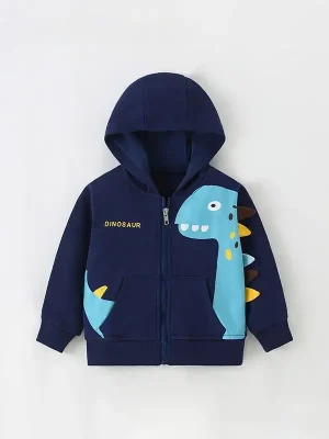 Little Maven Boys 3D Dinosaur Cotton Hooded Jacket