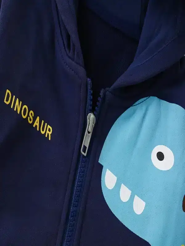 Little Maven Kid Boys 3D Dinosaur Pattern Cotton Hooded Jacket 4 Little Maven Kid Boys 3D Dinosaur Pattern Cotton Hooded Jacket - Image 4
