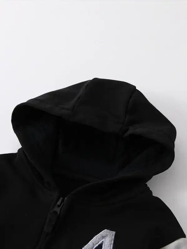 Little Maven Kid Boys A-lettered cotton color-block striped hooded jacket 3 Little Maven Kid Boys A-lettered cotton color-block striped hooded jacket - Image 3