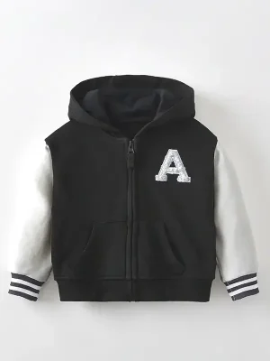 Little Maven Boys A-Lettered Color-Block Cotton Hoodie