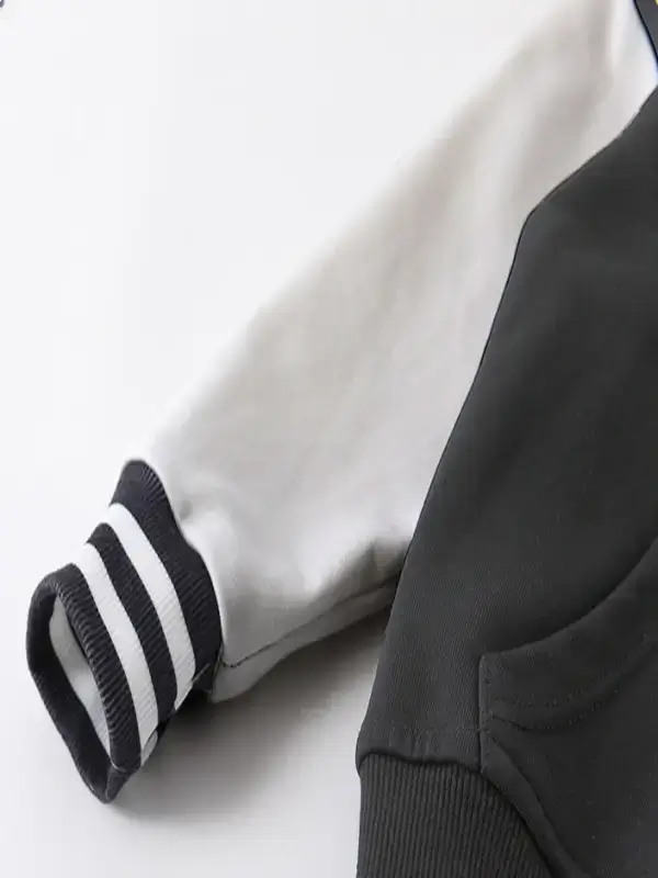 Little Maven Kid Boys A-lettered cotton color-block striped hooded jacket 7 Little Maven Kid Boys A-lettered cotton color-block striped hooded jacket - Image 7