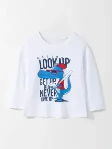 Little Maven Boys Alligator Print Cotton Long Sleeve Tee