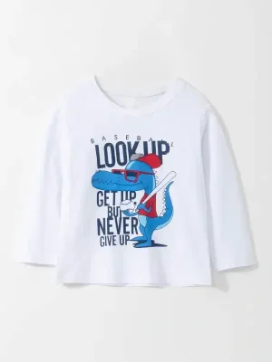 Little Maven Boys Alligator Print Cotton Long Sleeve Tee