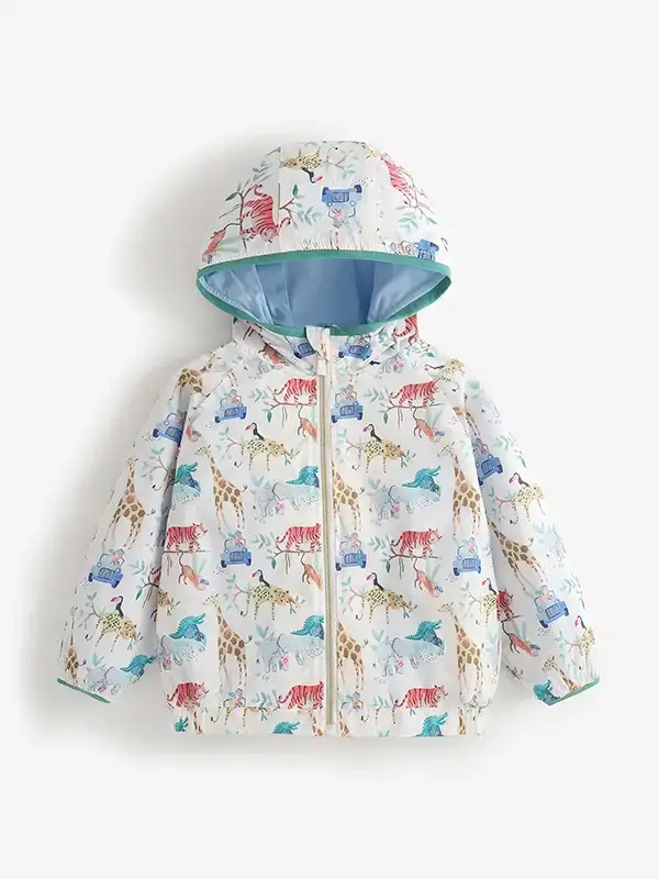 Little Maven Kid Boys Cartoon Animal Print Cotton Hooded Windbreaker Jacket 2 Little Maven Kid Boys Cartoon Animal Print Cotton Hooded Windbreaker Jacket - Image 2