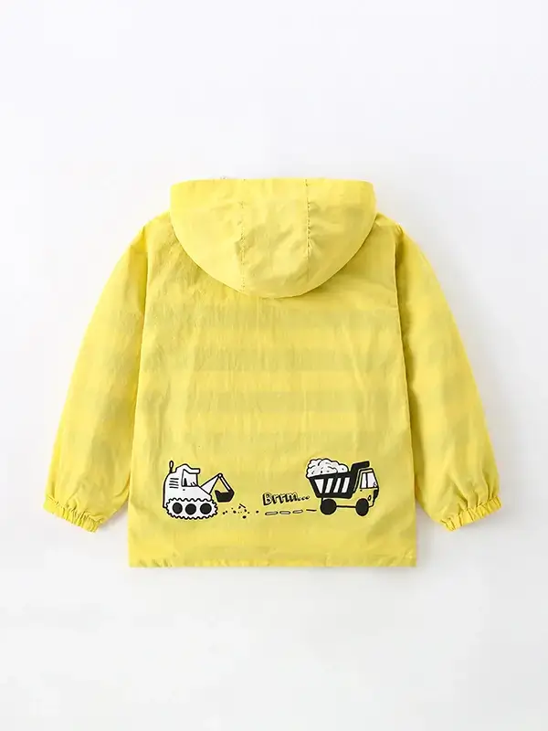 Little Maven Kid Boys Construction Truck Print Cotton Hooded Zip-Up Jacket 2 Little Maven Kid Boys Construction Truck Print Cotton Hooded Zip-Up Jacket - Image 2