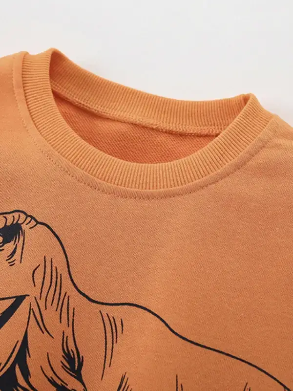 Little Maven Kid Boys Dinosaur Print Cotton Pullover Sweatshirt 2 Little Maven Kid Boys Dinosaur Print Cotton Pullover Sweatshirt - Image 2