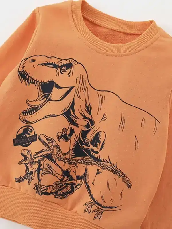 Little Maven Kid Boys Dinosaur Print Cotton Pullover Sweatshirt 3 Little Maven Kid Boys Dinosaur Print Cotton Pullover Sweatshirt - Image 3