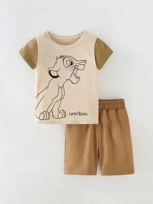 Little Maven Boys Lion Print Cotton Summer Shorts Set