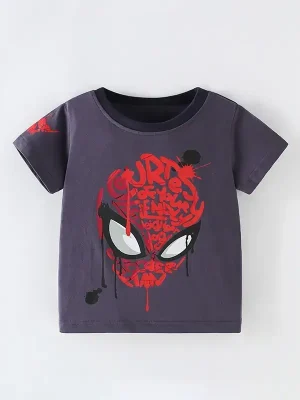 Little Maven Kid Boys Spider-Man Cotton Short-Sleeved T-Shirt
