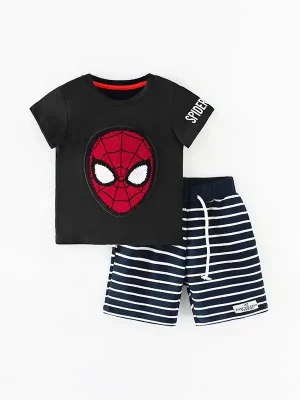 Little Maven Spider-Man Cotton Tee & Shorts Set for Boys