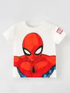Little Maven Kid Boys Spider-Man Print Cotton T-Shirt