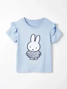 Little Maven Kid Girls Cute Bunny Embroidered T-Shirt