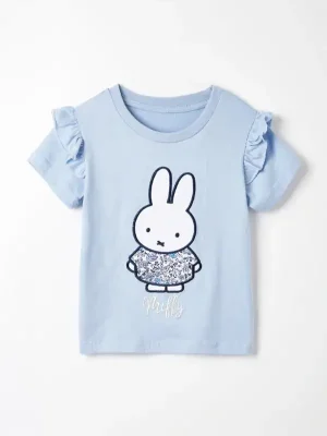 Little Maven Kid Girls Cute Bunny Embroidered T-Shirt