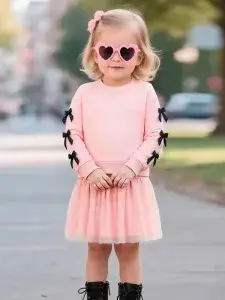Little Maven Kid Girls Bowknot Cotton Mesh Dress