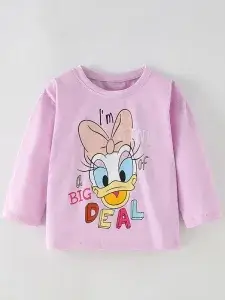 Little Maven Girls Donald Duck Cotton Long Sleeve Tee