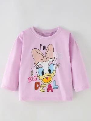 Little Maven Girls Donald Duck Cotton Long Sleeve Tee