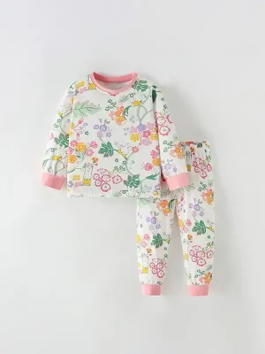 Little Maven Kid Girls Floral Print Cotton Pajama Set