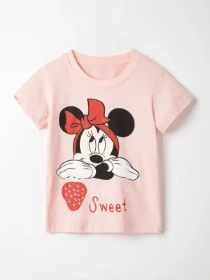 Little Maven Mickey Mouse Strawberry Print T-Shirt