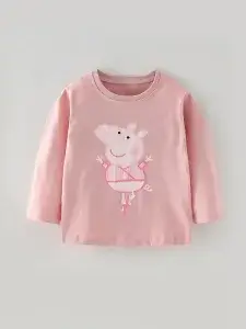Little Maven Peppa Pig Cotton Long-Sleeved T-Shirt for Girls