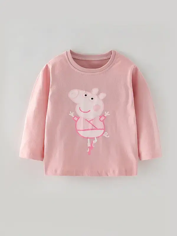 Little Maven Kid Girls Peppa Pig Print Cotton Long-Sleeved T-Shirt 1 Little Maven Peppa Pig Cotton Long-Sleeved T-Shirt for Girls