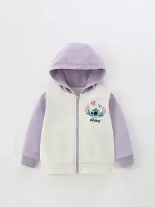 Little Maven Stitch Print Cotton Colorblock Hooded Jacket