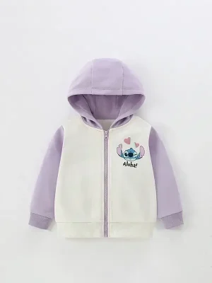 Little Maven Stitch Print Cotton Colorblock Hooded Jacket