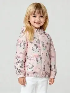 Little Maven Girls Unicorn Cotton Hooded Jacket