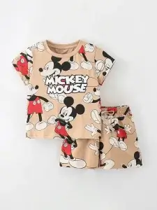 Little Maven Mickey Mouse Tee & Shorts Set for Kids