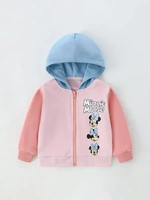 Little Maven Girls Mickey Mouse Color-Blocked Cotton Hooded Jacket