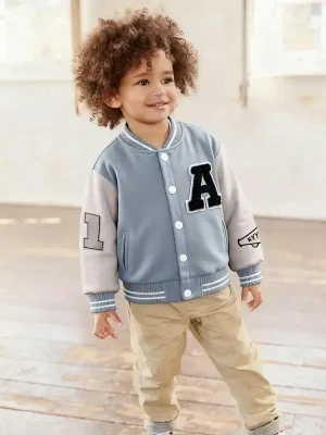 Little Maven Boys' Embroidered A-Letter Cotton Jacket
