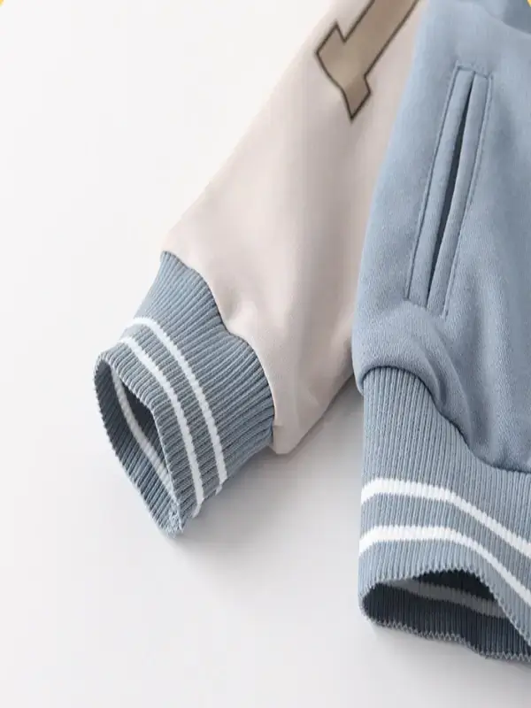 Little Maven Kid Boys A-Letter Embroidered Cotton Color-Blocked Stand Collar Jacket 7 Little Maven Kid Boys A-Letter Embroidered Cotton Color-Blocked Stand Collar Jacket - Image 7