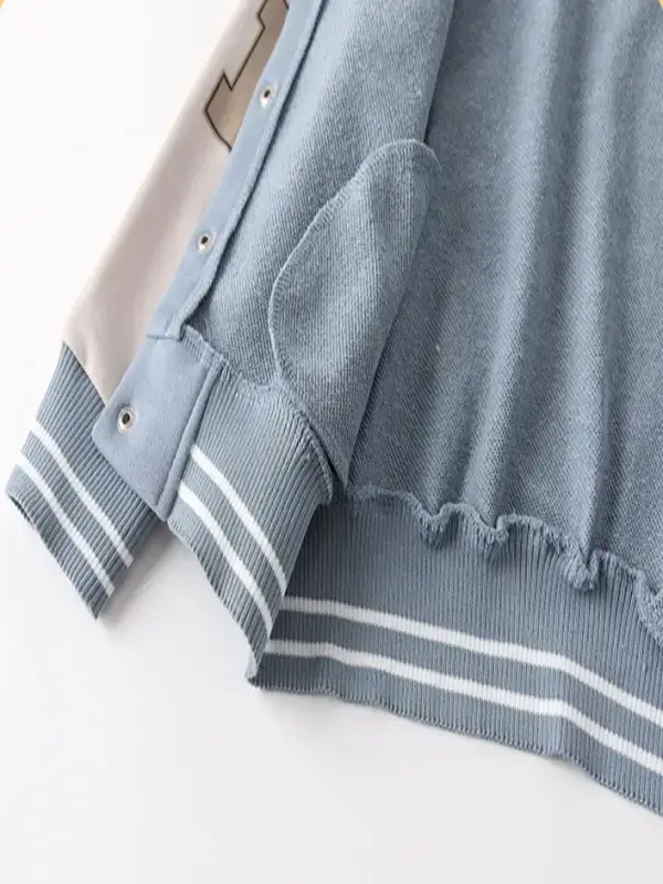 Little Maven Kid Boys A-Letter Embroidered Cotton Color-Blocked Stand Collar Jacket 8 Little Maven Kid Boys A-Letter Embroidered Cotton Color-Blocked Stand Collar Jacket - Image 8