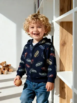 Little Maven Boys' Cartoon Car Cotton Jacket | Soft & Playful
