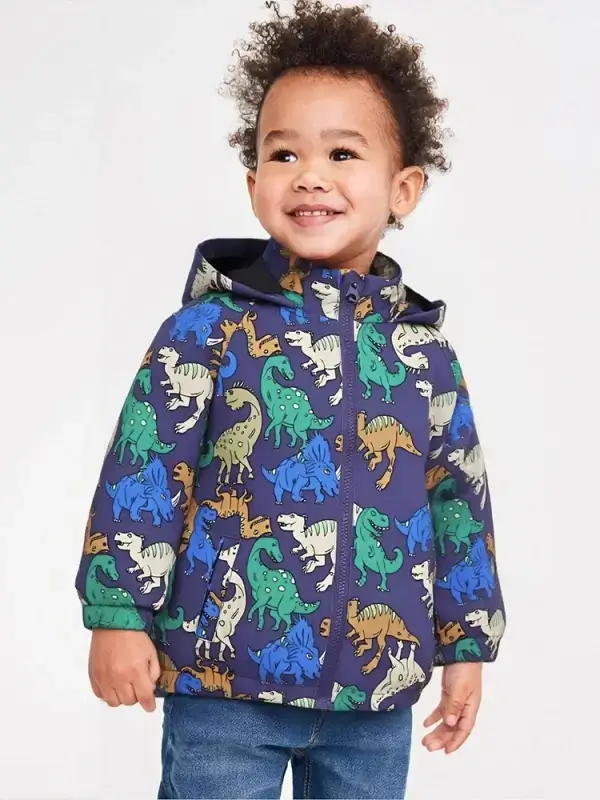 Little Maven Kid Boys Dinosaur Print Cotton Hooded Jacket 1 Little Maven Boys Dinosaur Cotton Hooded Jacket