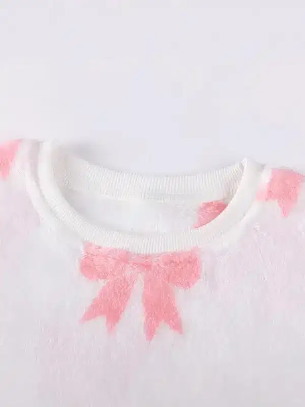 Little Maven Kid Girls 2pcs Bow Print Cotton Plush Sweatshirt & Leggings Set 3 Little Maven Kid Girls 2pcs Bow Print Cotton Plush Sweatshirt & Leggings Set - Image 3