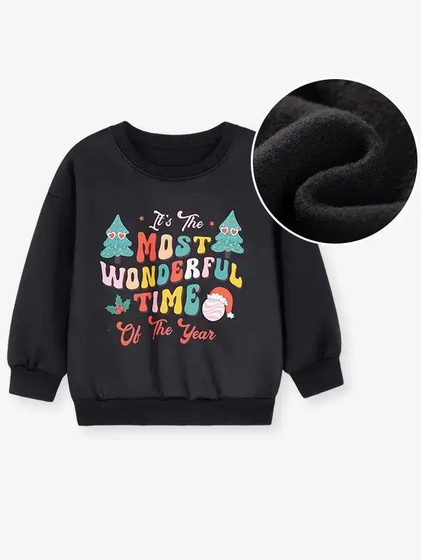Little Maven Kid Girls Christmas Letter Print Cotton Fleece Sweatshirt 2 Little Maven Kid Girls Christmas Letter Print Cotton Fleece Sweatshirt - Image 2