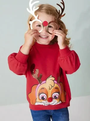 Little Maven Girls Sequined Puppy Cotton Sweatshirt