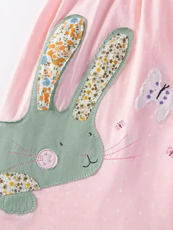 Little Maven Kid Girls Long-Eared Rabbit Embroidered Cotton Polka Dot Dress 5 Little Maven Kid Girls Long-Eared Rabbit Embroidered Cotton Polka Dot Dress - Image 5
