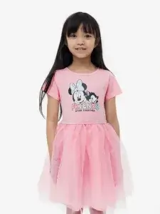 Girls Pink Mickey Mouse Cotton Mesh Dress | Little Maven