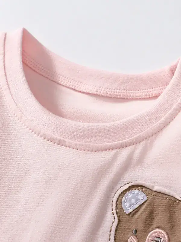 Little Maven Kid girls cotton polka dot short-sleeved dress with bear pattern 3 Little Maven Kid girls cotton polka dot short-sleeved dress with bear pattern - Image 3