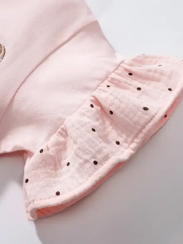 Little Maven Kid girls cotton polka dot short-sleeved dress with bear pattern 5 Little Maven Kid girls cotton polka dot short-sleeved dress with bear pattern - Image 5