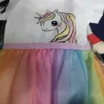 Little Maven Kid Girls Unicorn Print Cotton Colorful Mesh Dress photo review