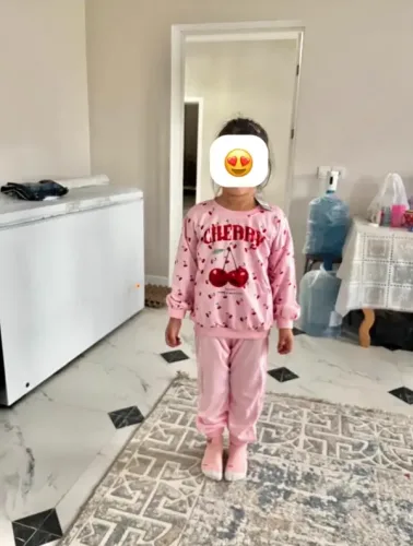 Little Maven Kid Girls 2pcs Pink Cherry Print Cotton Sweatshirt & Pants Set photo review