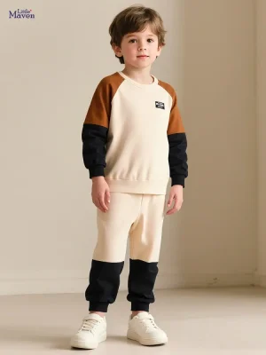 Little Maven Boys Cotton Sweatshirt & Pants Set