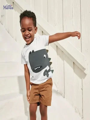 Little Maven Boys 3D Dinosaur Cotton T-Shirt