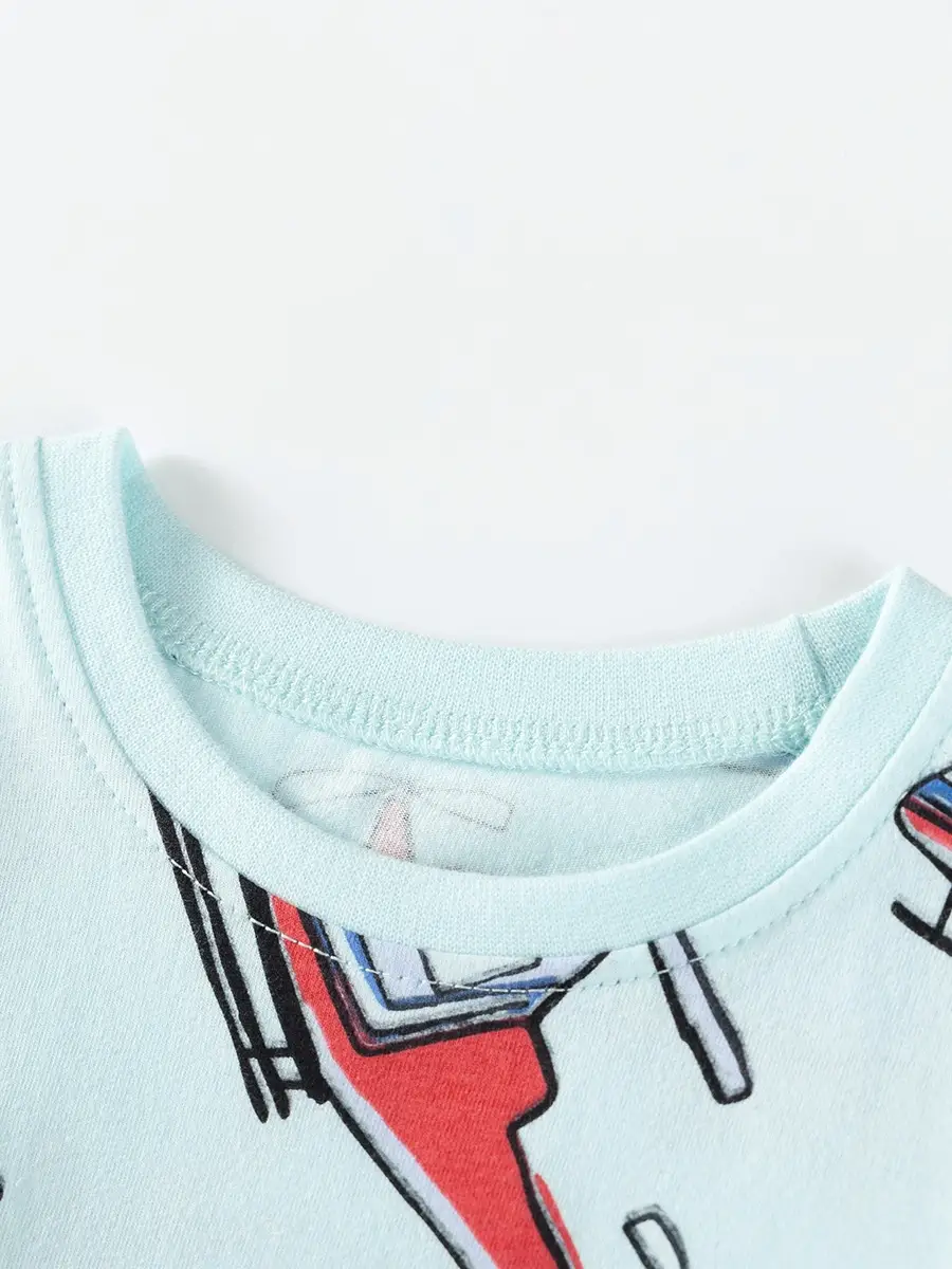 Little Maven Boys Airplane Print Cotton Tee & Pants Set 4 Little Maven Boys Airplane Print Cotton Tee & Pants Set - Image 4
